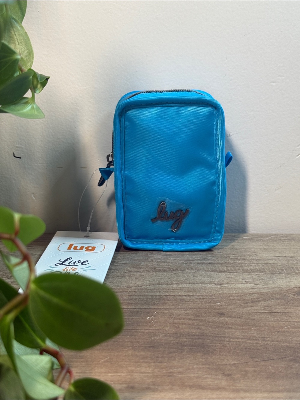 NWT Lug Drizzle Mini Zip Pouch Sky Neon Carabiner ColorJoy